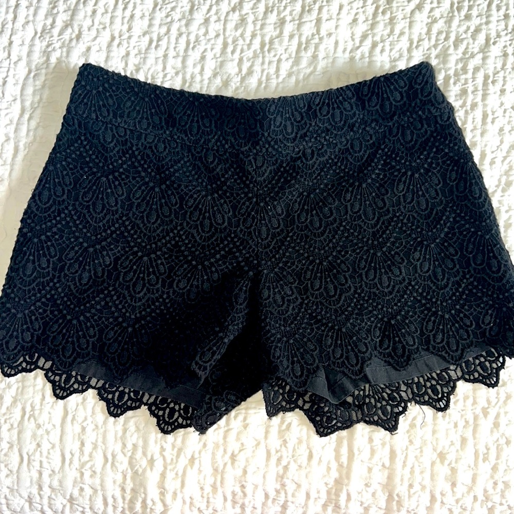 Anthropologie Elevenses Black Lace Shorts